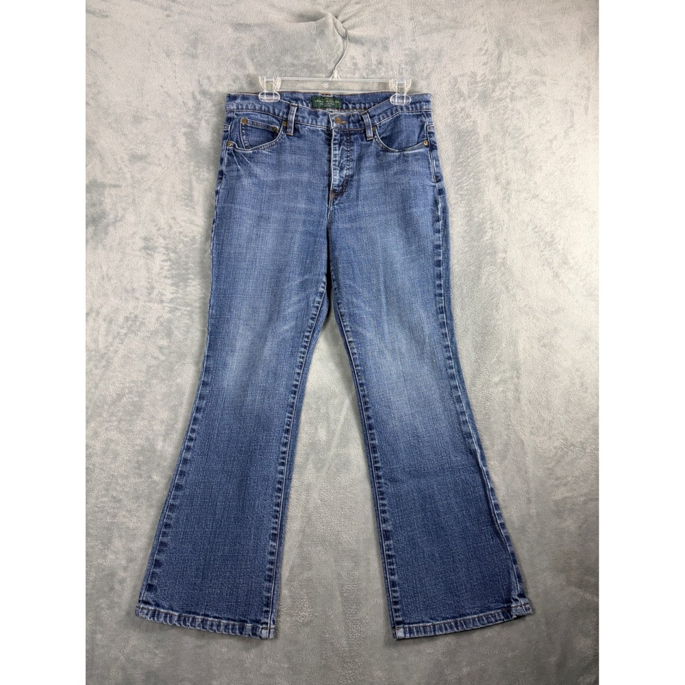 Lauren Ralph Lauren Women 12P Blue Jeans Bootcut Stretch Cotton Y2K Boho Utility